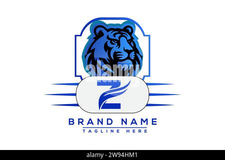 Z Tiger-Logo in blauem Design. Vektor-Logo für Unternehmen. Stock Vektor