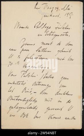 Brief an Philip Zilcken und Henriette Wilhelmina van Baak, Willem de Zwart, 1927 Brief die Haager Zeitung. Tinte schreiben (verarbeitet) / Stift Stockfoto