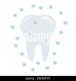 Zahn, Mineral, Kalzium. Zahnheilkunde. Vektor-Illustration kann für Themen wie Gesundheit, Ernährung, Vitamine verwendet werden Stock Vektor