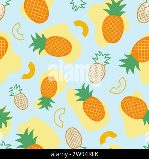 Nahtloses Vektormuster. Ananas auf blauem Hintergrund Stock Vektor