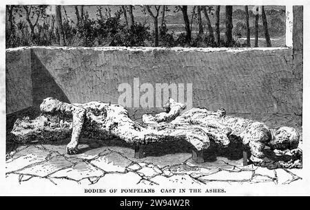 Gravur von in Asche begrabenen Leichen in Pompeji, aus der unterirdischen Welt, um 1878 Stockfoto