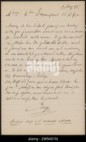 Brief an Jan Veth, CHAP van Deventer, 1892 Letter Amsterdam Ink Writing (Processes) / Pen Stockfoto