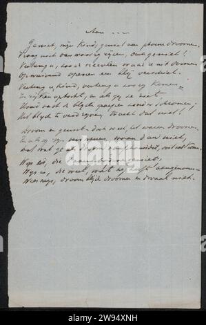 Gedicht aus dem Jan Veth Archiv, CHAP van Deventer, 1870 - 1931 Gedichtpapier. Tinte schreiben (verarbeitet) / Stift Stockfoto