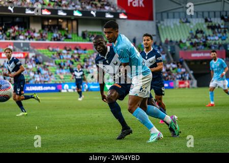 Melbourne, Australien. 23. Dezember 2023. Während des Isuzu UTE A-League-Spiels zwischen Melbourne City FC und Melbourne Victory FC im AAMI Park in Melbourne, Australien. Quelle: James Forrester/Alamy Live News Stockfoto