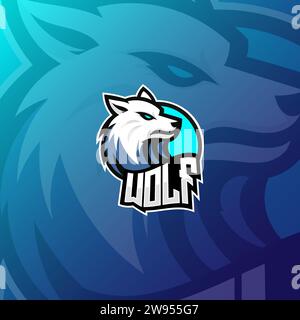Wolfskopf Maskottchen Esport Vektor Illustration. Maskottchen-Emblem des Carnivore-Gaming-Teams. Stock Vektor