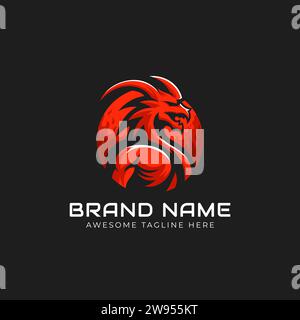 Humanoide Drachenmaskottchen-Vektor-Logo-Illustration. Kreativer und einzigartiger Drache als Markenidentität des Unternehmens. Stock Vektor