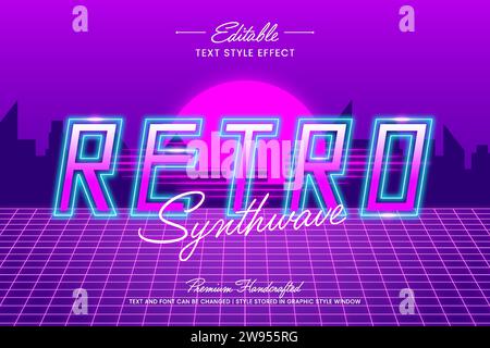 Retro Disco 80s bearbeitbarer 3D-Vektor-Texteffekt, geeignet für die Erstellung auffälliger Textgrafiken für digitale und Printmedien wie Poster usw. Stock Vektor