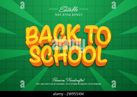 Back-to-School-Titel bearbeitbarer 3D-Vektor-Texteffekt, geeignet für die Erstellung von auffälligen Textgrafiken für digitale und Printmedien wie Poster Stock Vektor