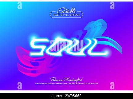 Blauer, violetter, farbenfroher, bearbeitbarer 3D-Vektor-Texteffekt, geeignet für die Erstellung auffälliger Textgrafiken für digitale und Printmedien wie z. B. Stock Vektor