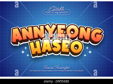 Koreanischer Titel bearbeitbarer 3D-Vektor-Texteffekt, geeignet für die Erstellung auffälliger Textgrafiken für digitale und Printmedien wie Poster, Sozia Stock Vektor