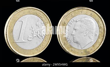 2015 spanische 1-Euro-Münze mit König Filipe VI Stockfoto