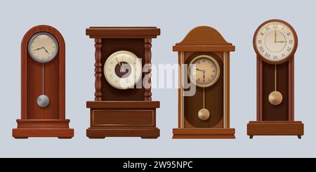 Antike Uhr. Vintage Retro Zeitsymbole alte realistische Premium Uhren anständige Vektor-Vorlage Set Stock Vektor