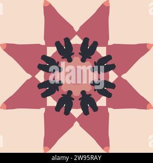 Fliese, Mandala, nahtlos, Design, digital, Illustration, Dekoration, Ornament, Ornament, Kunst, symmetrisch, Symbol, Hintergrundbild, Hintergrund, Element Stockfoto