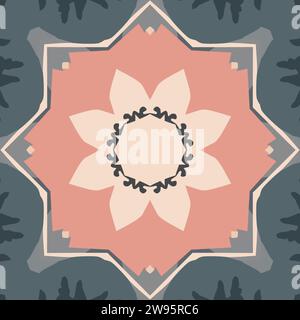 Fliese, Mandala, nahtlos, Design, digital, Illustration, Dekoration, Ornament, Ornament, Kunst, symmetrisch, Symbol, Hintergrundbild, Hintergrund, Element Stockfoto