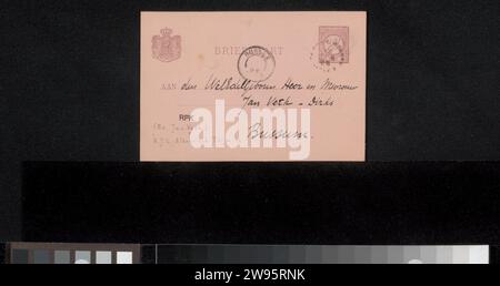 Postkarte an Jan Veth und Anna Dorothea Dirks, Karel Johan Lodewijk Alberdingk Thijm, 1895 Baarn-Karton. Schreiben von Tinte (Prozesse) / Leben mit Stift Stockfoto