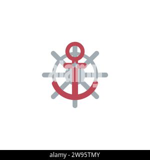 Logosymbol des Vintage-Schiffes auf weißem Hintergrund. Schwarzweiß. Silhouette einfach flach. Vektorabbildung. Stock Vektor