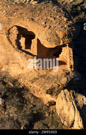 Erodiert Boulder Haus, Hovenweep National Monument, Utah Stockfoto