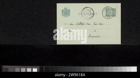 Postkarte an Jan Veth, Karel Johan Lodewijk Alberdingk Thijm, 1899 Baarn-Karton. Tinte schreiben (verarbeitet) / Stift Stockfoto