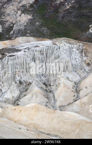 Grönland, Disko Island, Iterdla Bay. Das Gebiet ist bekannt für seine geologischen Gesteinsformationen. Stockfoto