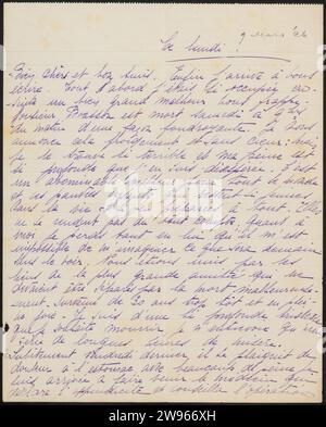 Brief an Philip Zilcken und Henriette Wilhelmina van Baak, 1926 Brieftinte (Prozesse) / Stiftleidenschaften, Emotionen, Zuneigung. Krankheiten Stockfoto