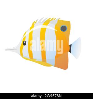 Nautische Langnasen-Butterflyfish-Vektor-Illustration im Cartoon-Stil Stock Vektor