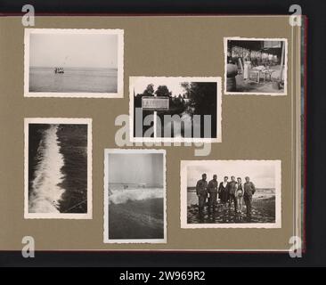 Strand und Frankreich, Anonym, 1940 - 1943 Fotoalbum Magazin mit sechs Fotos der Soldaten in ihrer Freizeit am Strand, in Biarritz, in einer Werkstatt und einem Gruppenfoto mit zwei Frauen. Teil des Fotoalbums über Soldaten der Wehrmacht, ca. 1939-1943. Franceprinter: Apeldoorn-Papier. Fotografische Unterstützung Gelatine Silberdruck die Firma, die Einheit, die Truppe  Militärdienst. Strand (als Erholungsort) Niederlande. Biarritz Stockfoto