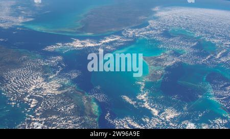 Luftlinie von Florida, Kuba und den Bahama-Inseln mit dem Fulf Stream Stockfoto