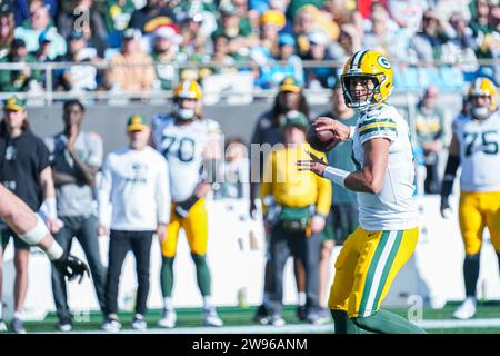 Charlotte, North Carolina, USA, 24. Dezember 2023, Green Bay Packers Quarterback Jordan Love #10 im Bank of America Stadium. (Foto: Marty Jean-Louis/Alamy Live News Stockfoto