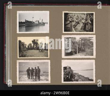 Verschiedene Themen, Anonym, 1940 - 1943 Fotoalbum Magazin mit sechs Fotos von Soldaten am Strand, Militärtransporten, deutschen Kriegsgräbern und einem Schiff am Kai. Teil des Fotoalbums über Soldaten der Wehrmacht, ca. 1939-1943. Papier. Fotografische Unterstützung Gelatine Silberdruck die Firma, die Einheit, die Truppe  Militärdienst. Militärfahrzeuge. Grab, Grab Stockfoto