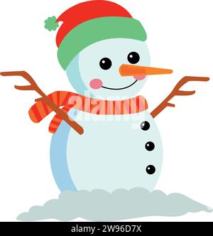 Illustrierte Weihnachtsgrüßkarte mit Schneemann Stock Vektor