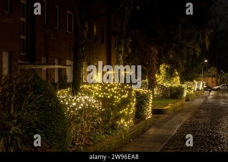 Weihnachtsbeleuchtung in Köln an einem Winterabend Stockfoto