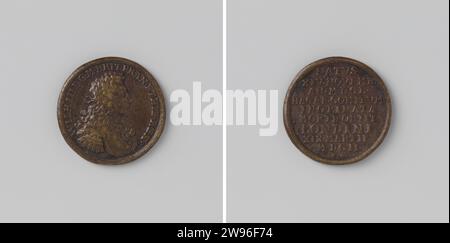 Tod von Willem III., Christian Wermuth, Geschichtsmedaille 1702 Bronzemedaille. Vorne: Brustschmuck Mann mit Lorbeerkranz im Wechsel. Rückseite: Inschrift Gotha Bronze (Metall) markant (Metallbearbeitung) Stockfoto