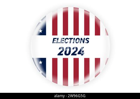 2024 Abzeichen oder Pin für die Präsidentschaftswahl. US, USA, amerikanische Wahl, Wahlzeichen. Stock Vektor