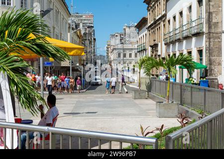 Salvador, Bahia, Brasilien - 07. März 2015: Straßenblick auf das historische Zentrum der Stadt Salvador, Bahia. Stockfoto