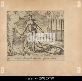 Medea Restaurierung der Jugend von Aeson (Aesoni decerptio iuventam Restituit Medea), aus den Metamorphosen von Ovid (Metamorphosean Sive Transformationum), Platte 64 1935 von Willem Jansz. Stockfoto