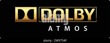 Dolby Atoms Golden Logo Vektor | Dolby Atoms Sign Golden | Sound System Technology Stock Vektor