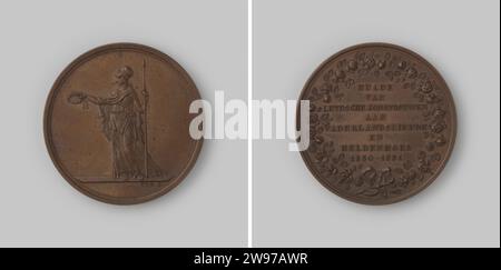 Tribut von Leiden Jonkvrouwen an die Schüler von Leiden, David van der Kellen (1804–1879), 1831 Geschichtsmedaille Bronzemedaille. Bronze (Metall) Stockfoto