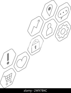 Isometrisches Diagramm mit einfachen Symbolen, Vektordarstellung Stock Vektor