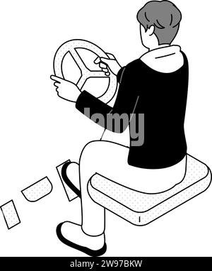 Männer, die Autofahren und Rennspiele spielen, Vector Illustration Stock Vektor