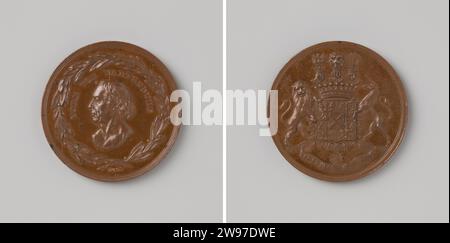 Hans David Ludwig Graaf Yorck von Wartenburg, Daniel Friedrich Loos, 1815 Geschichtsmedaille Bronzemedaille. Vorne: Bruststück Mann innen und Lauwerkraner. Rückseite: Gekröntes Wappen unter drei Helmen, hängend mit Ordensschild und flankiert von Löwe und Einhorn oben Wimpel mit Inschrift Berlin Bronze (Metall) markant (Metallverarbeitung) Stockfoto