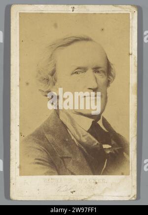 Fotoproduktion eines lithographischen Porträts von Richard Wagner, Anonym, 1870 - 1890 Kabinettfoto Berliner Papier. Pappalbumen drucken historische Personen. Porträt des Komponisten Stockfoto
