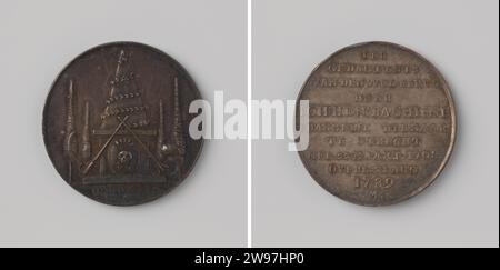 Tod von Johannes Hendrik Bachiene, Pfarrer in Driel, Almelo, Amersfoort, Middelburg und Utrecht, Hendrik de Meijer, Silbermedaille 1789. Vorderseite: Grabschild, mit Lorbeerkranz verwundet, inmitten von Zypressen stehend; basierend auf dem Grundmedaillon mit Schädel, aus dem fünf Korenaren Keime hervorgehen; gegen Tomban Sense und umgekehrte, gelöschte Fackel; Schnitt: Inschrift. Rückseite: Inschrift Utrecht Silber (Metall) auffallend (Metallbearbeitung) Maasdriel. Almelo. Amersfoort. Middelburg. Utrecht Stockfoto