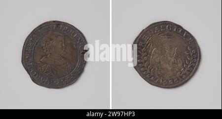 Einweihung von Karl II. Von Spanien als Graf von Flandern, Anonym, Silbermedaille 1666. Vorderseite: Bruststück Junge innen Abdeckung. Umgekehrt: Junger Phönix, der aus den Flammen im Rand der Olivenzweige steigt und Antwerpener Silber (Metall) auffallend (Metallverarbeitung) Flandern zeigt Stockfoto