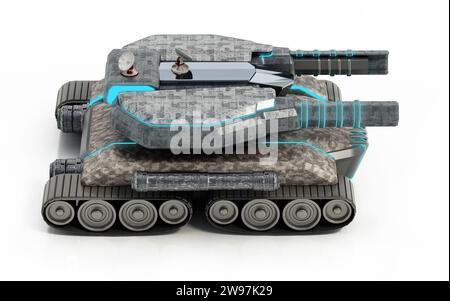 SCI-Fi-Tank isoliert auf weißem Hintergrund. 3D-Abbildung. Stockfoto