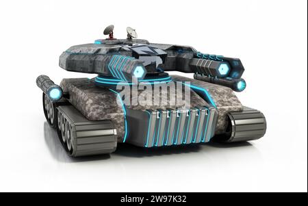 SCI-Fi-Tank isoliert auf weißem Hintergrund. 3D-Abbildung. Stockfoto