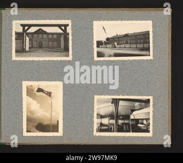Landjahr 1935 in Wolmersdorf, anonym, 1935 - 1938 Fotoalbum Magazin mit vier Fotos des Hitlerjugend-Gebäudes, am Tor befindet sich das Landjahrlager Wolmersdorf 1935. Teil des Hitlerjugend Fotoalbums. Fotoförderung Deutschland. Karton Gelatine Silberdruck Zusammenstellung von Militärkräften; Mobilisierung, Truppenkonzentration usw. Deutschland. Wolmersdorf Stockfoto