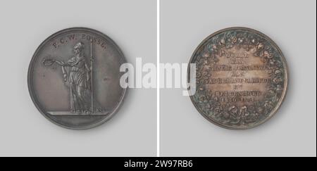 Tribut von Leiden Jonkvrouwen an die Schüler von Leiden, David van der Kellen (1804–1879), 1831 Geschichtsmedaille Bronzemedaille. Bronze (Metall) Stockfoto