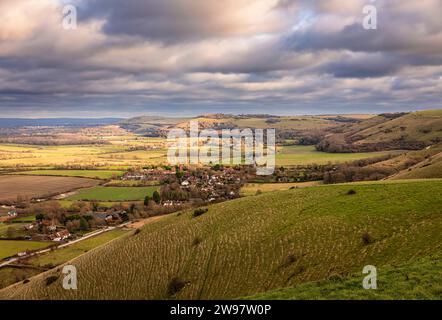 Schöne Aussicht östlich vom Fulking Steilhang im Süden West Sussex Südosten Englands Großbritannien Stockfoto