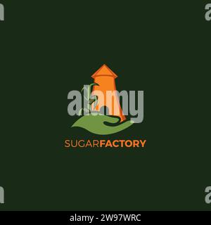 Sugar Factory Logo Im Vintage-Design. Zucker-Symbol Stock Vektor