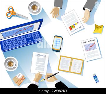 Geschäftskonzept. Moderne Vektorillustration. Karriereentwicklung und Erfolg. Finanzstart, Planung und Analyse. Stock Vektor
